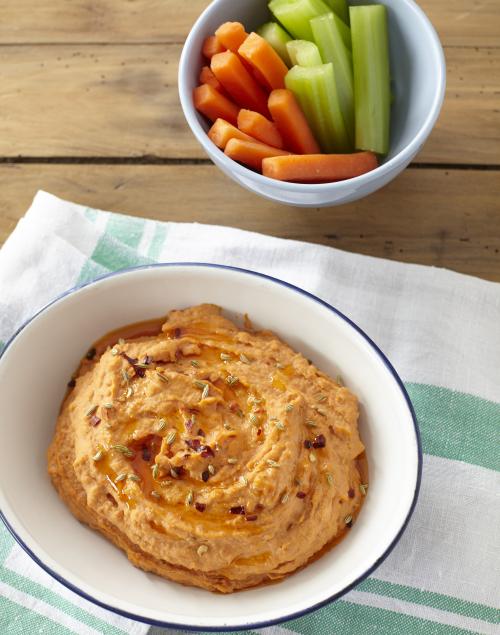 Chickpea hummus with Isle of Wight Slow Roasted Tomatoes