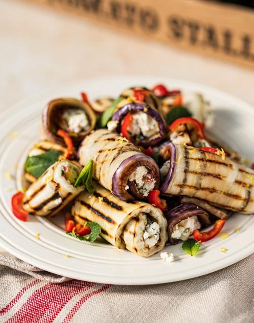 Griddled Aubergine Rolls