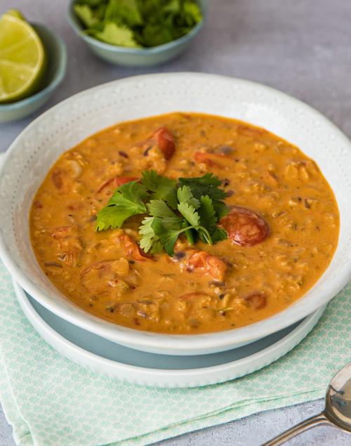 Tomato, Red Lentil and Coconut Spicy Soup
