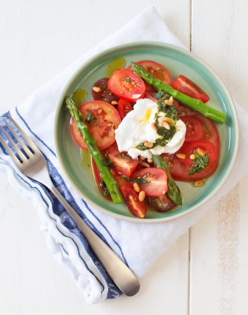 Isle of Wight Tomato, Burrata and Asparagus Salad