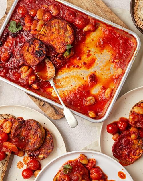 Spicy Isle of Wight Tomatoes and Aubergine Traybake