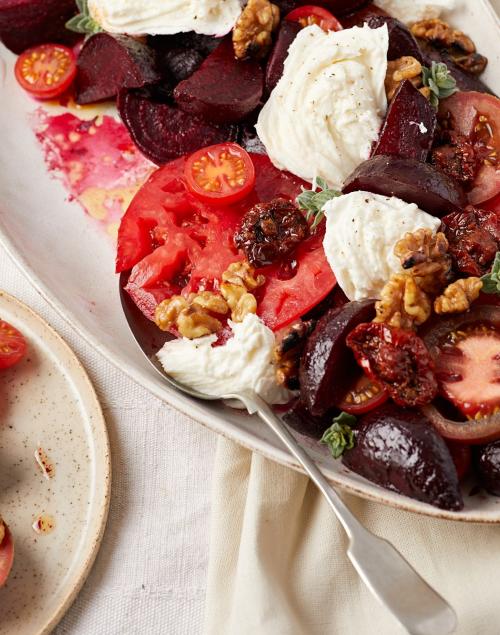 Isle of Wight Tomatoes, Beetroot, Mozzarella and Walnut Salad