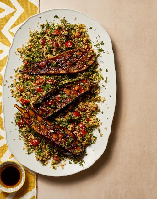 Isle of Wight Aubergines with Tabbouleh