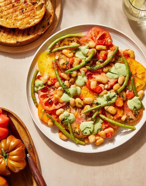 Isle of Wight Tomatoes Summer Beans with Basil Aioli