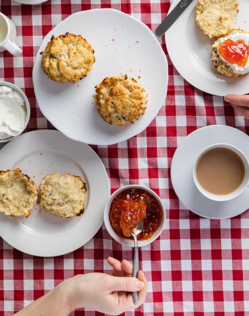 Claire Thomson’s Roasted Shallot Scones with Whipped Ricotta & Isle of Wight Tomato Chilli Jam