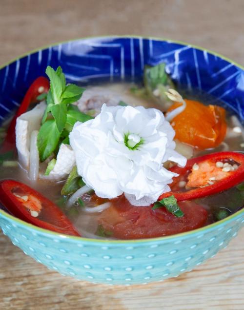 Vietnamese sweet, sour fish soup (canh chua cá)