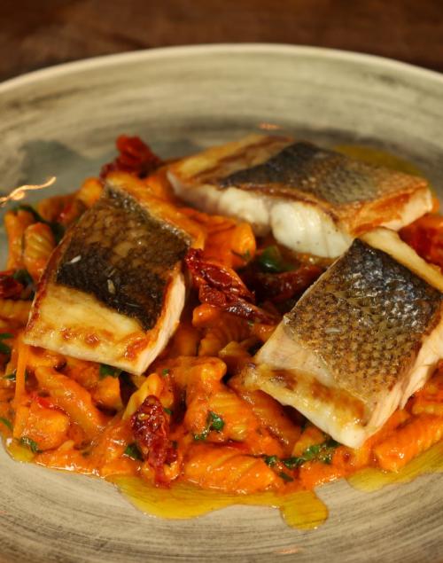 Seabass Pasta with Tomato Sauce