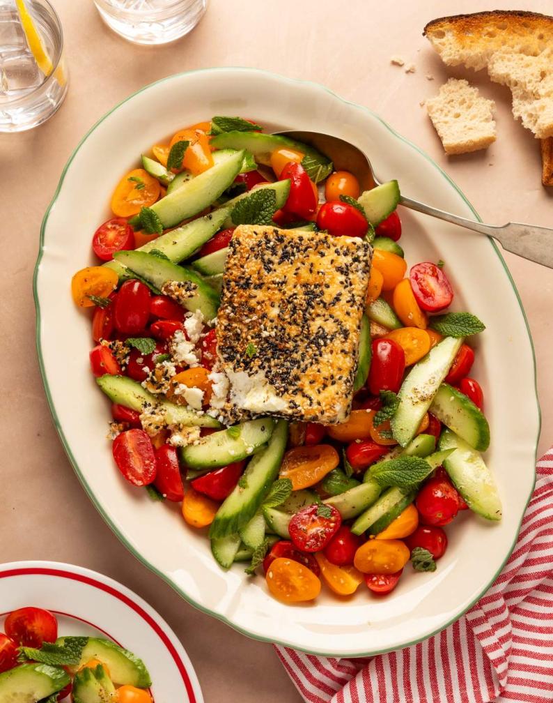 IOW Tomato, Cucumber & Crispy Feta Salad