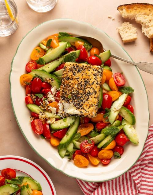 IOW Tomato, Cucumber & Crispy Feta Salad