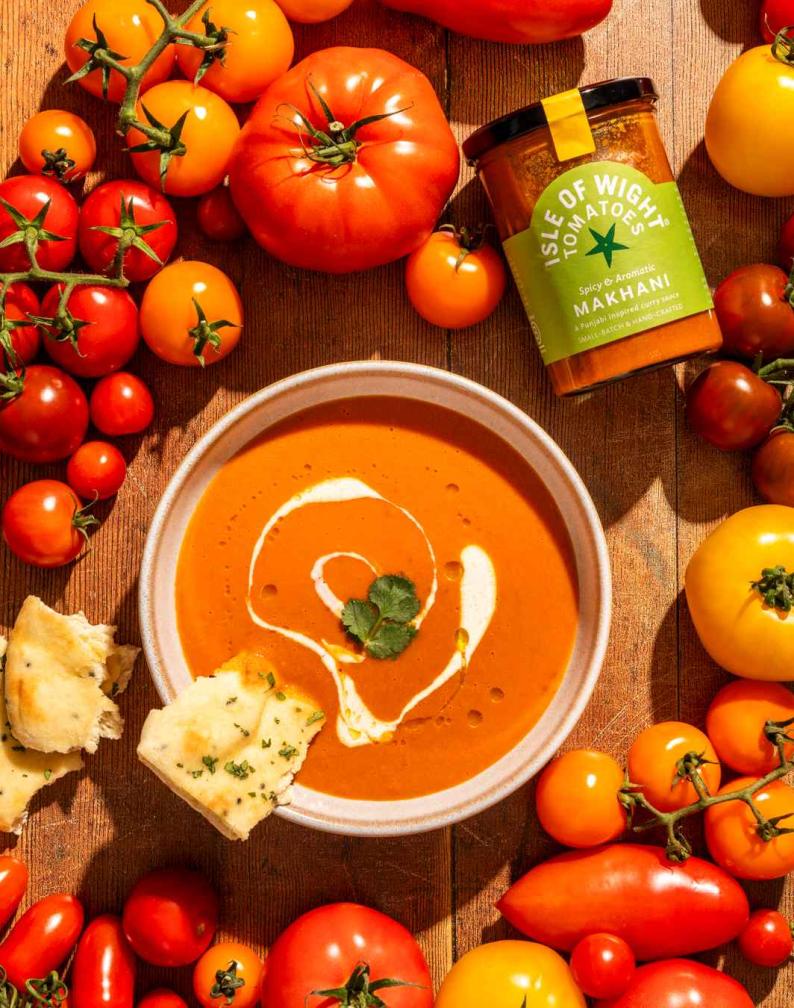 Roasted Tomato Makhani Soup with Cumin Yoghurt